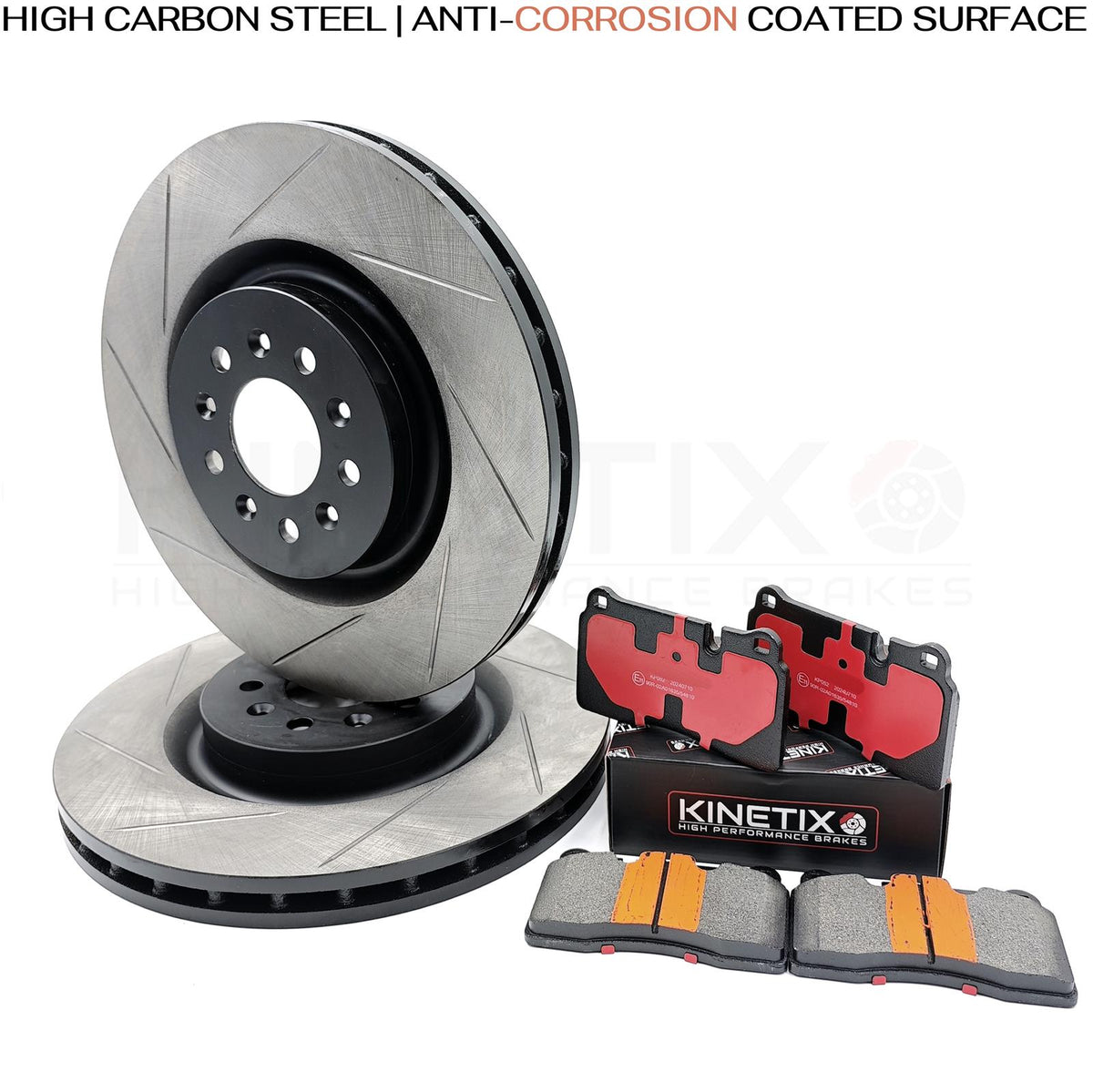 FOR ASTON MARTIN VANTAGE VOLANTE DB9 FRONT GROOVED BRAKE DISCS PADS 355mm