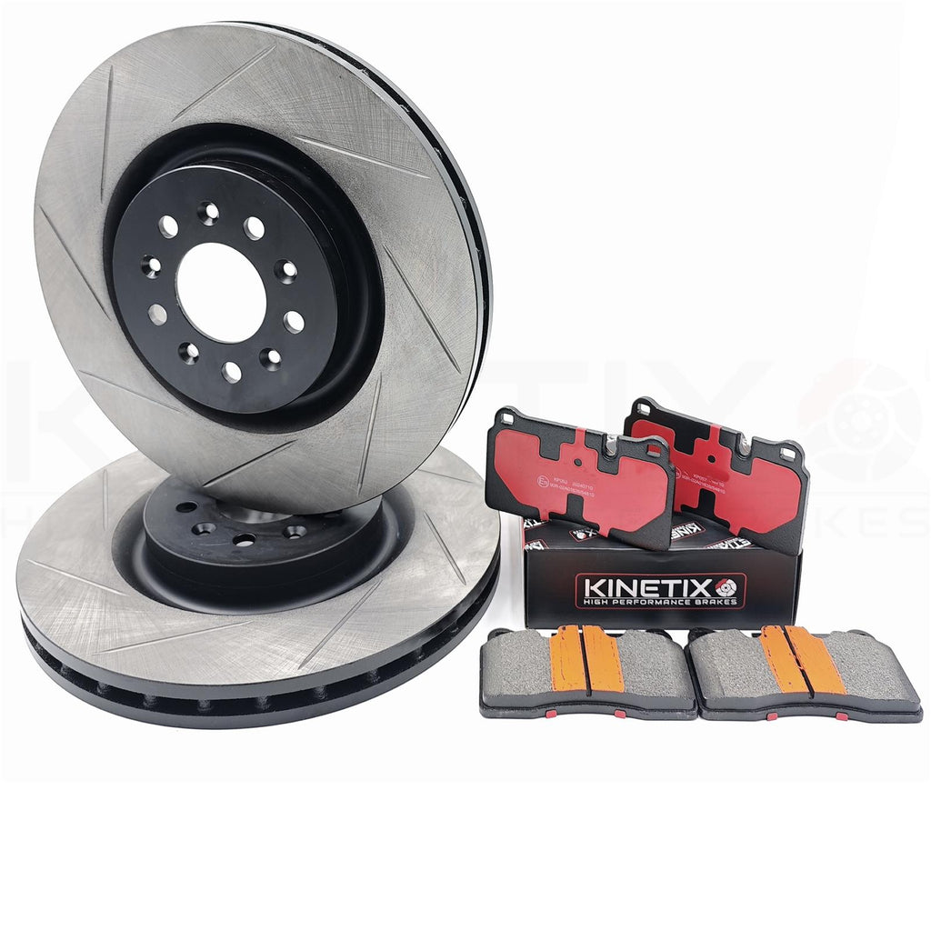 FOR ASTON MARTIN DB9 VANTAGE VOLANTE FRONT GROOVED BRAKE DISCS PADS SET 355mm