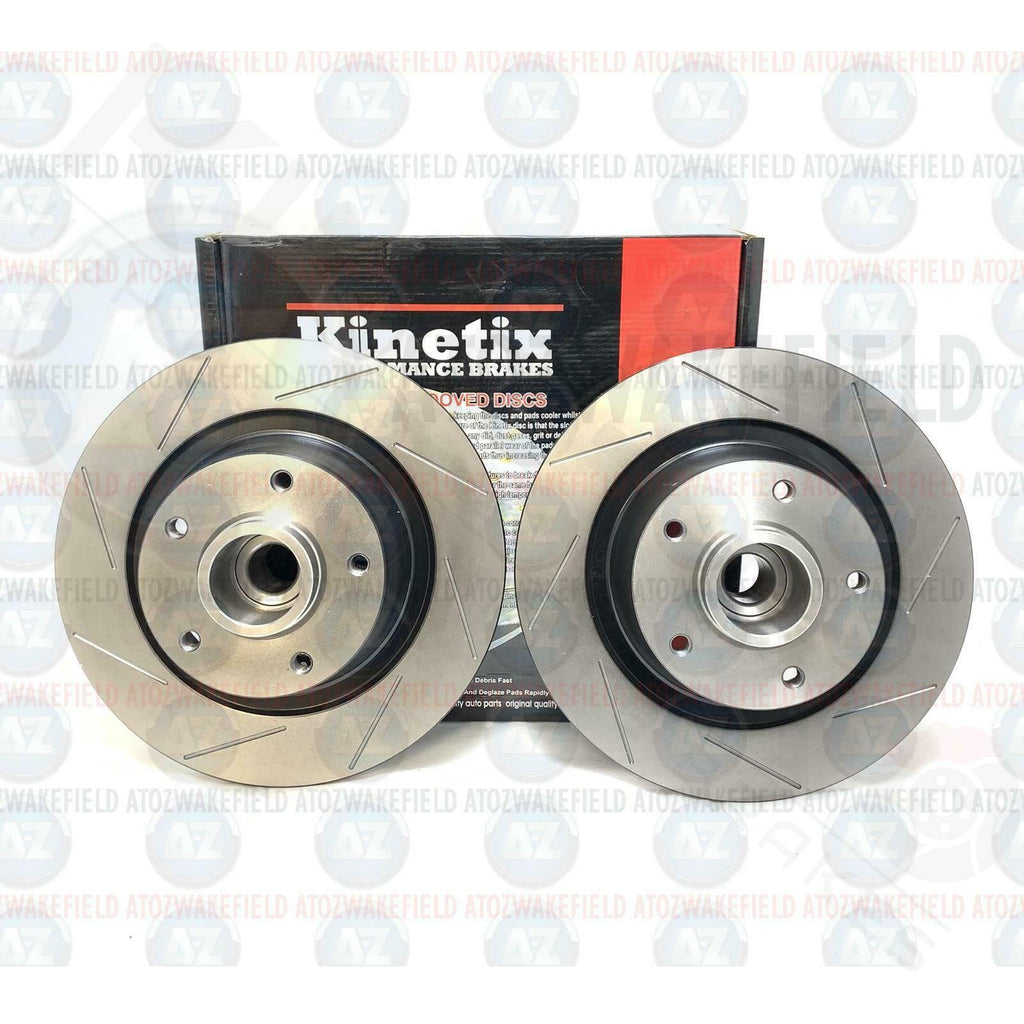 FOR RENAULT LAGUNA MK3 2.0 3.0 3.5 REAR GROOVED BRAKE DISCS ABS BEARINGS PAIR X2