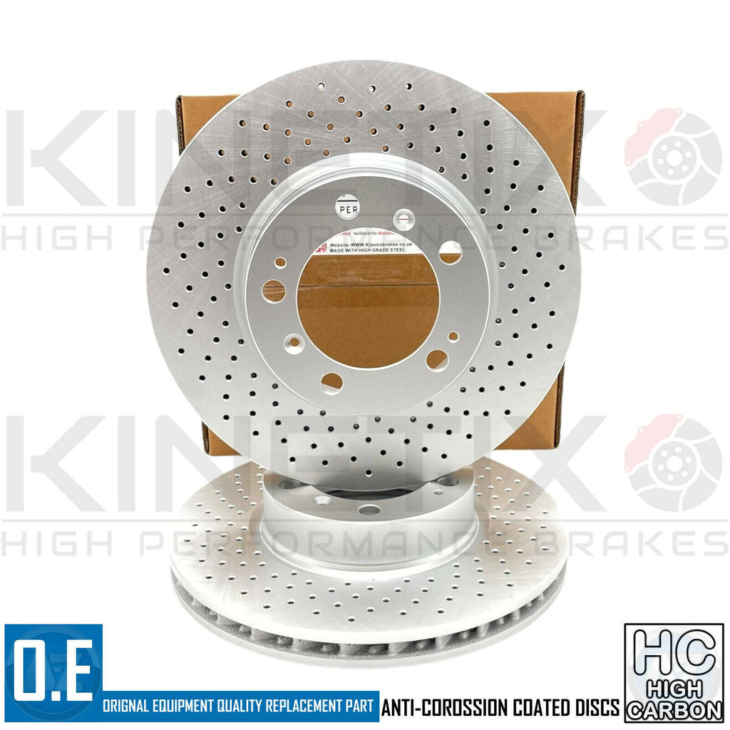 FITS PORSCHE CAYMAN R 3.4 KINETIX FRONT CROSS DRILLED BRAKE DISCS PAIR 318mm