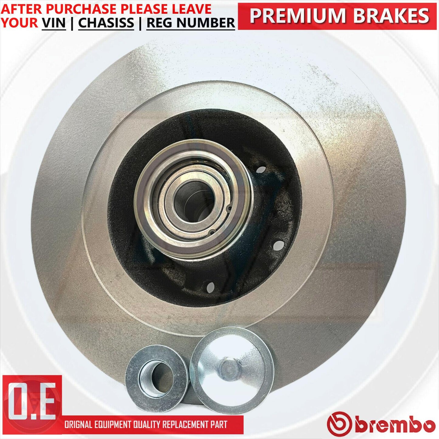 FITS RENUALT MEGANE MK3 SPORT RS 250 REAR BREMBO BRAKE DISCS BEARING PAIR 290mm