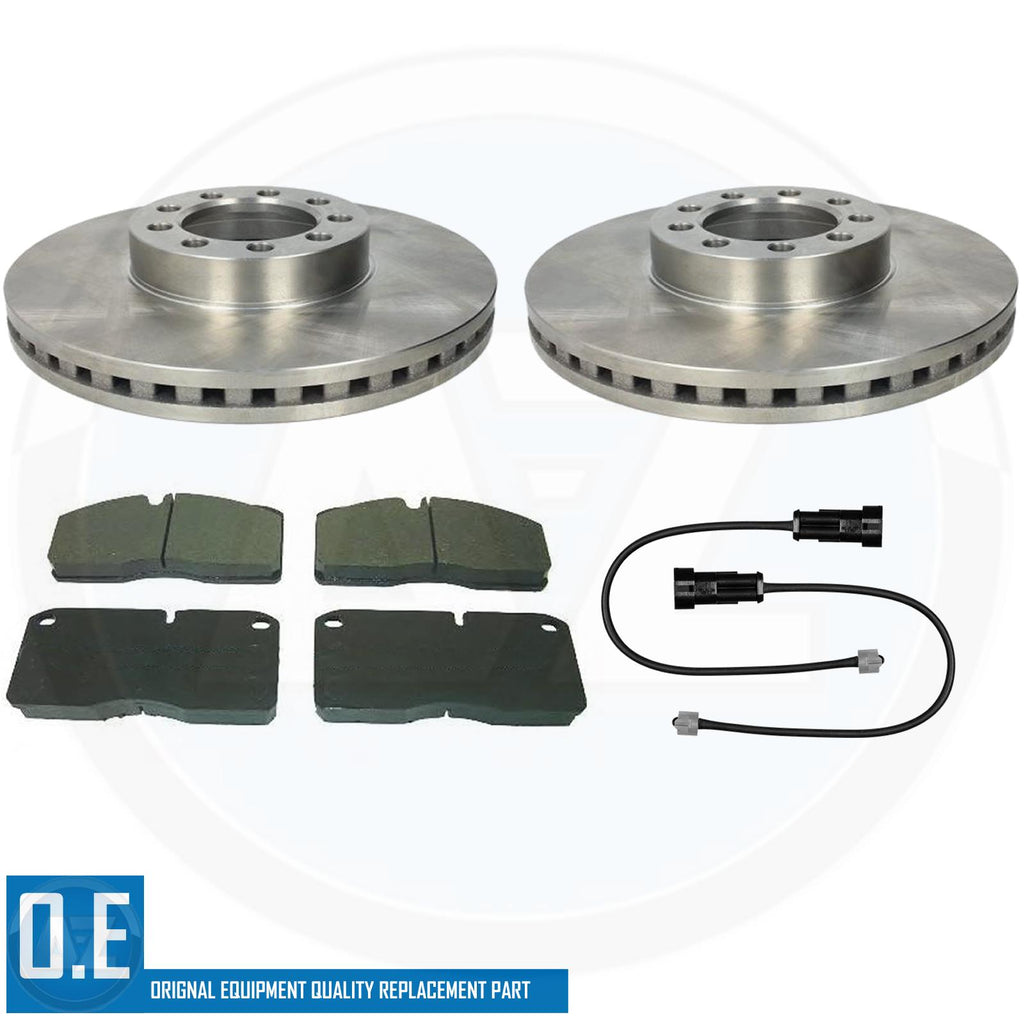FITS IVECO DAILY 2006- FRONT AXLE BRAKE DISCS PADS WEAR WIRE SENSOR 301mm