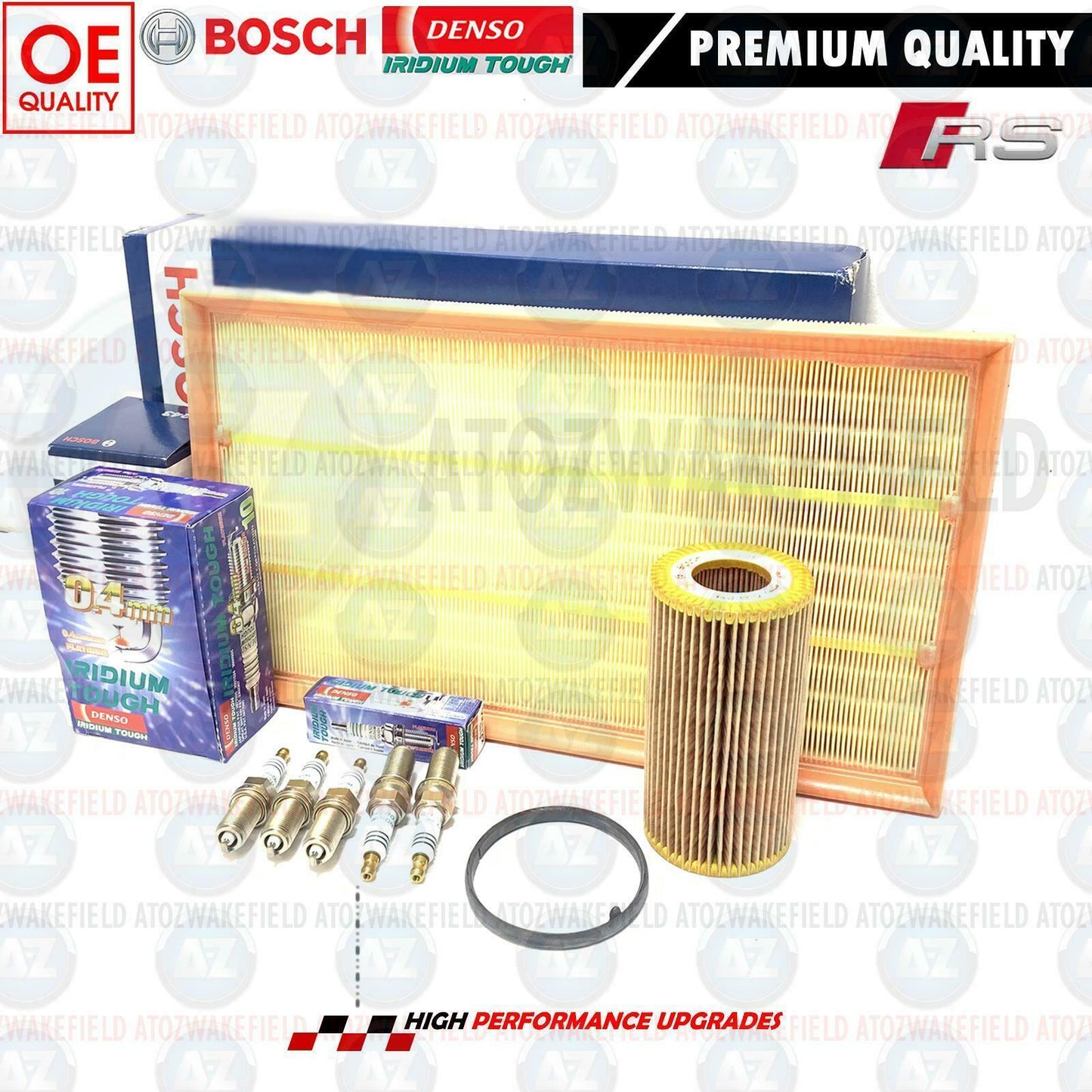 FOR AUDI 2.5 RS3 TT RS Q3 OIL AIR FILTER DENSO IRIDIUM TOUGH UPGRADE SPARK PLUGS