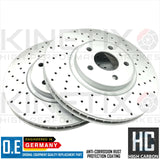 FOR AUDI A5 2.7 TDi FRONT DRILLED BRAKE DISCS BREMBO PADS & WEAR SENSOR 320mm