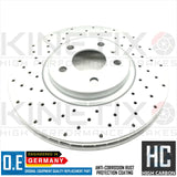 FOR AUDI A6 2.0 TDI C7 FRONT DRILLED BRAKE DISCS BREMBO PADS & SENSOR 320mm