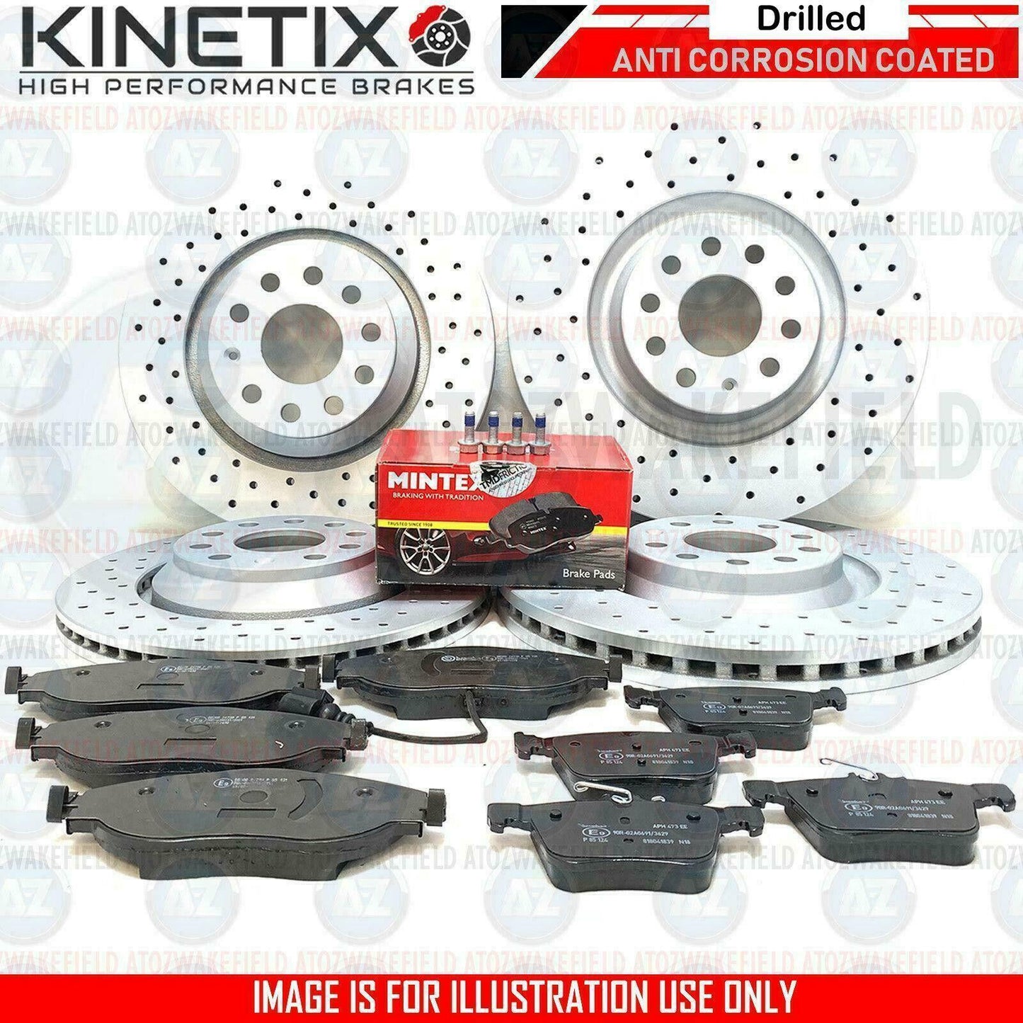 FOR AUDI A6 A7 A8 3.0 TDI FRONT REAR DRILLED PERFORMANCE BRAKE DISCS MINTEX PADS
