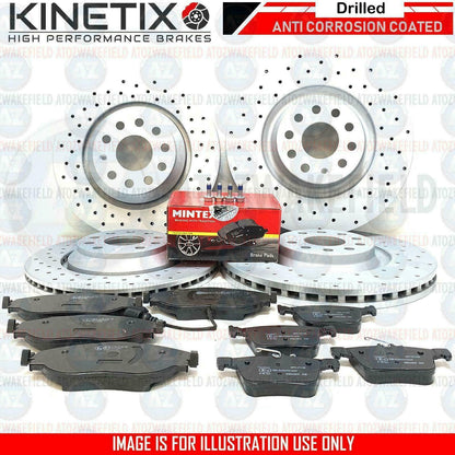 FOR AUDI A6 A7 A8 3.0 TDI FRONT REAR DRILLED PERFORMANCE BRAKE DISCS MINTEX PADS