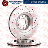 FOR AUDI A4 B7 SPECIAL EDITION FRONT CROSS DRILLED BRAKE DISCS COATED PAIR 320mm