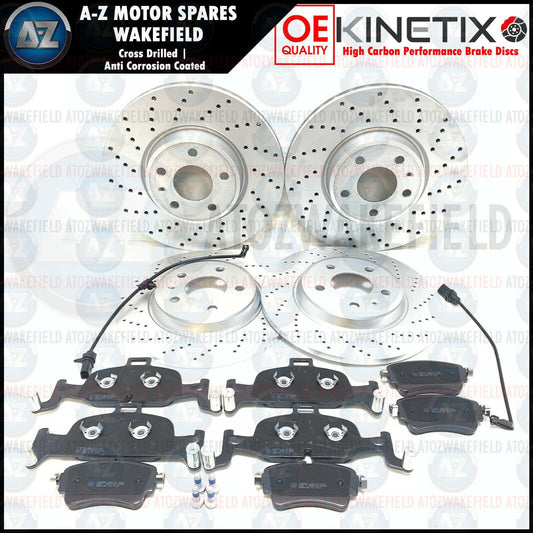FOR AUDI A4 A5 A6 A7 Q5 DRILLED FRONT REAR BRAKE DISCS PADS SENSORS 318mm 300mm