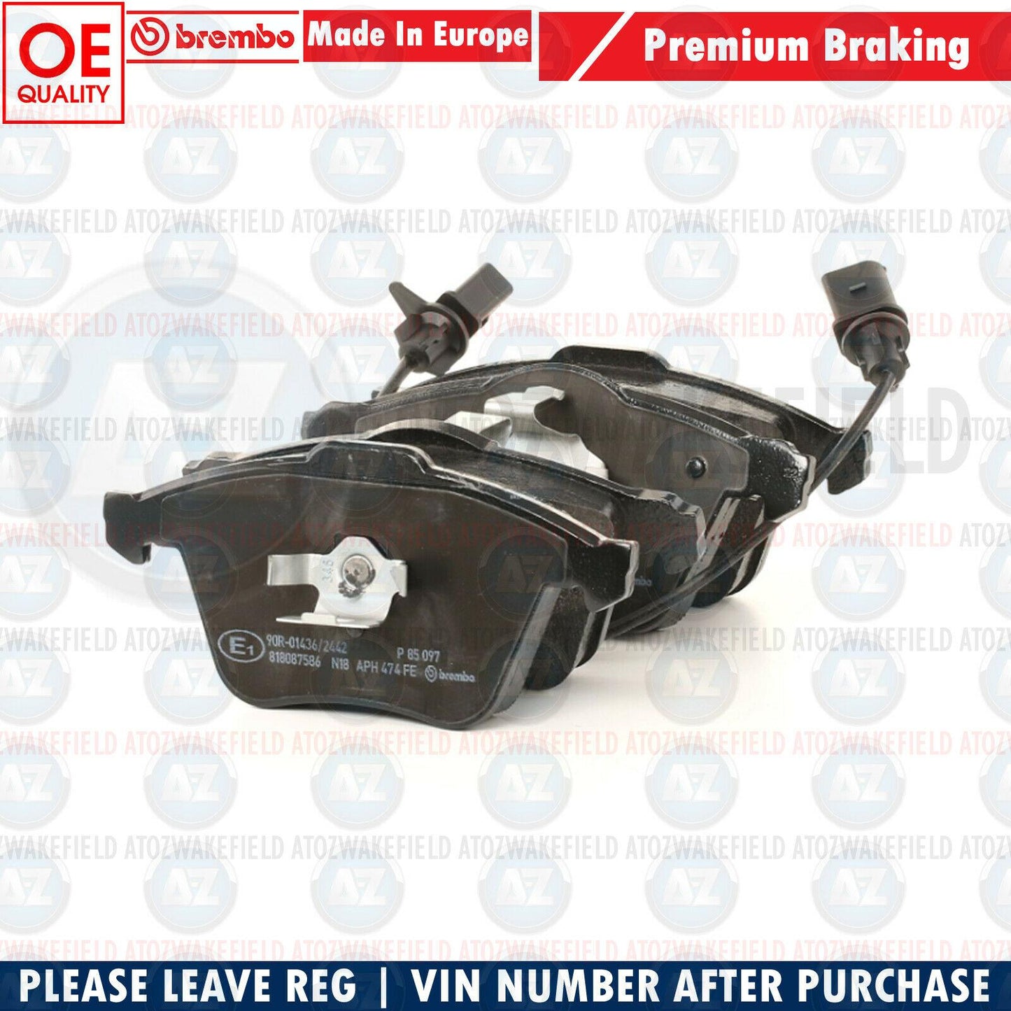 P85097 FRONT AXLE GENUINE BREMBO BRAKE PADS SET