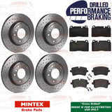 FOR AUDI A6 3.0 TDI FRONT REAR CROSS DRILLED BRAKE DISCS MINTEX BRAKE PADS WIRES