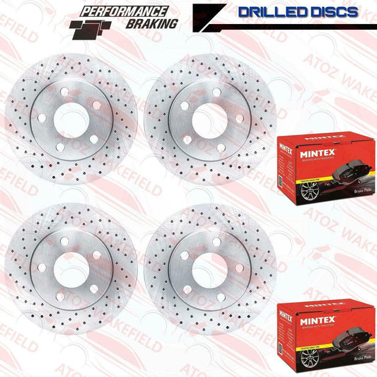FOR AUDI A6 3.0 TDI FRONT REAR SPORTS DRILLED BRAKE DISCS MINTEX BRAKE PADS SET