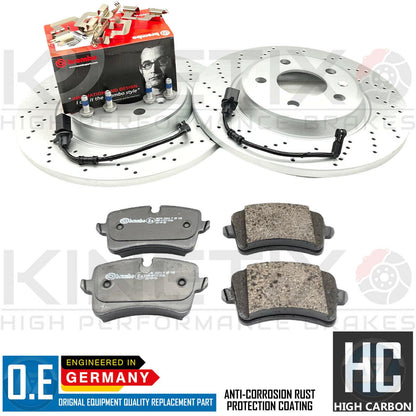 FOR AUDI A5 2.0 TFSI FRONT REAR DRILLED BRAKE DISCS BREMBO PADS WIRE SENSORS