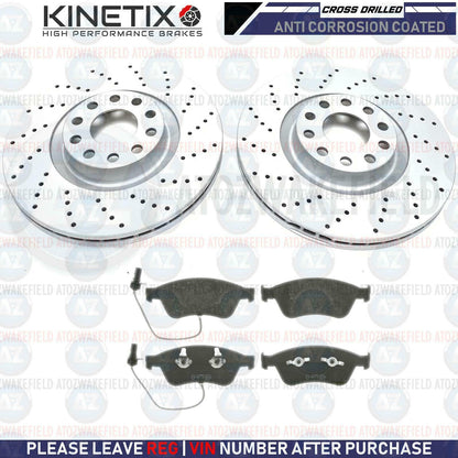 FOR AUDI A8 4.2 TDI (D3) FRONT CROSS DRILLED BRAKE DISCS PADS WEAR SENSOR 360mm