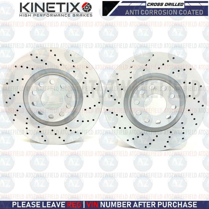 FOR AUDI A8 4.0 TDI (D3) FRONT CROSS DRILLED BRAKE DISCS PADS WEAR SENSOR 360mm