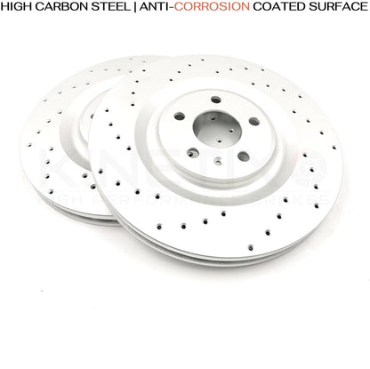 FOR AUDI Q7 3.0 TFSI REAR DRILLED BRAKE DISCS PADS WEAR WIRE SENSORS 350mm
