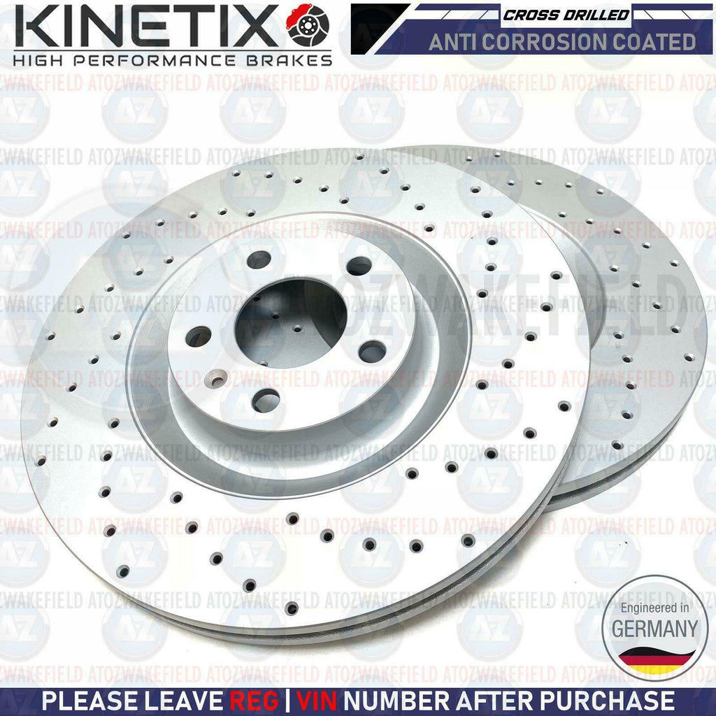 FOR AUDI S4 B6/B7 (2003-2008) CROSS DRILLED FRONT BRAKE DISCS PAIR 345mm