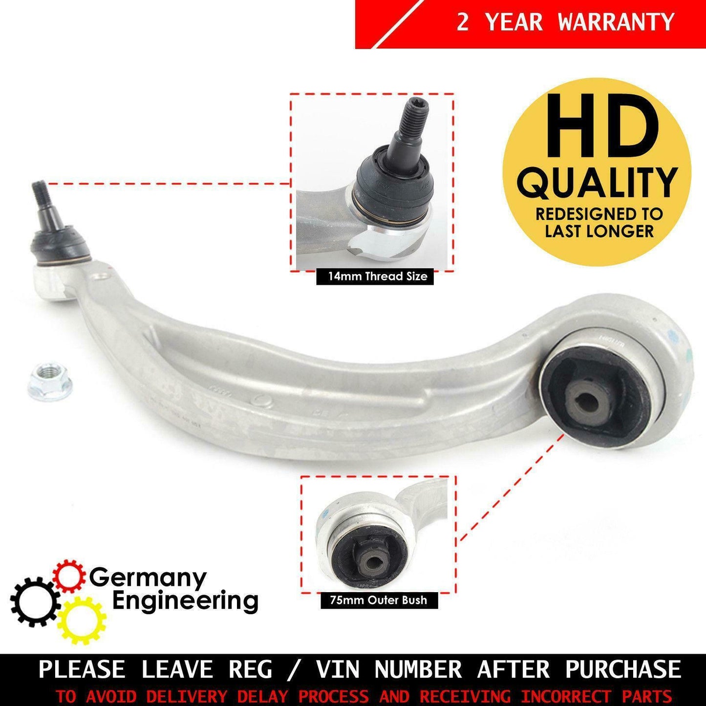 FOR PORSCHE MACAN 2014- FRONT LOWER REAR LEFT SUSPENSION WISHBONE CONTROL ARM LH