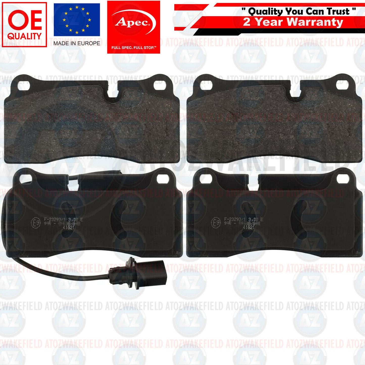 FOR AUDI R8 LAMBORGHINI GALLARDO REAR APEC BRAKING BRAKE PADS WIRE SENSOR