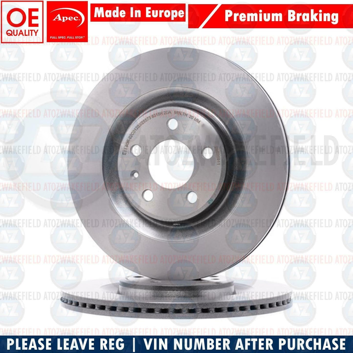 FOR AUDI Q7 SQ7 REAR OE QUALITY HIGH CARBON APEC BRAKE DISCS 350mm 4M0615601J