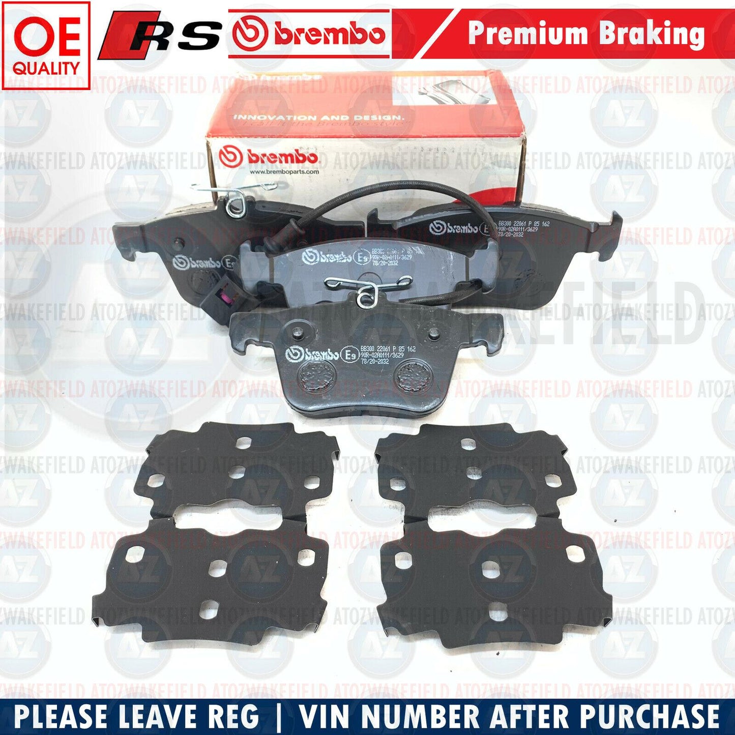 FOR AUDI RS3 8V 15- FRONT REAR GENUINE BREMBO OEM BRAKE PADS SET SENSORS FR RR