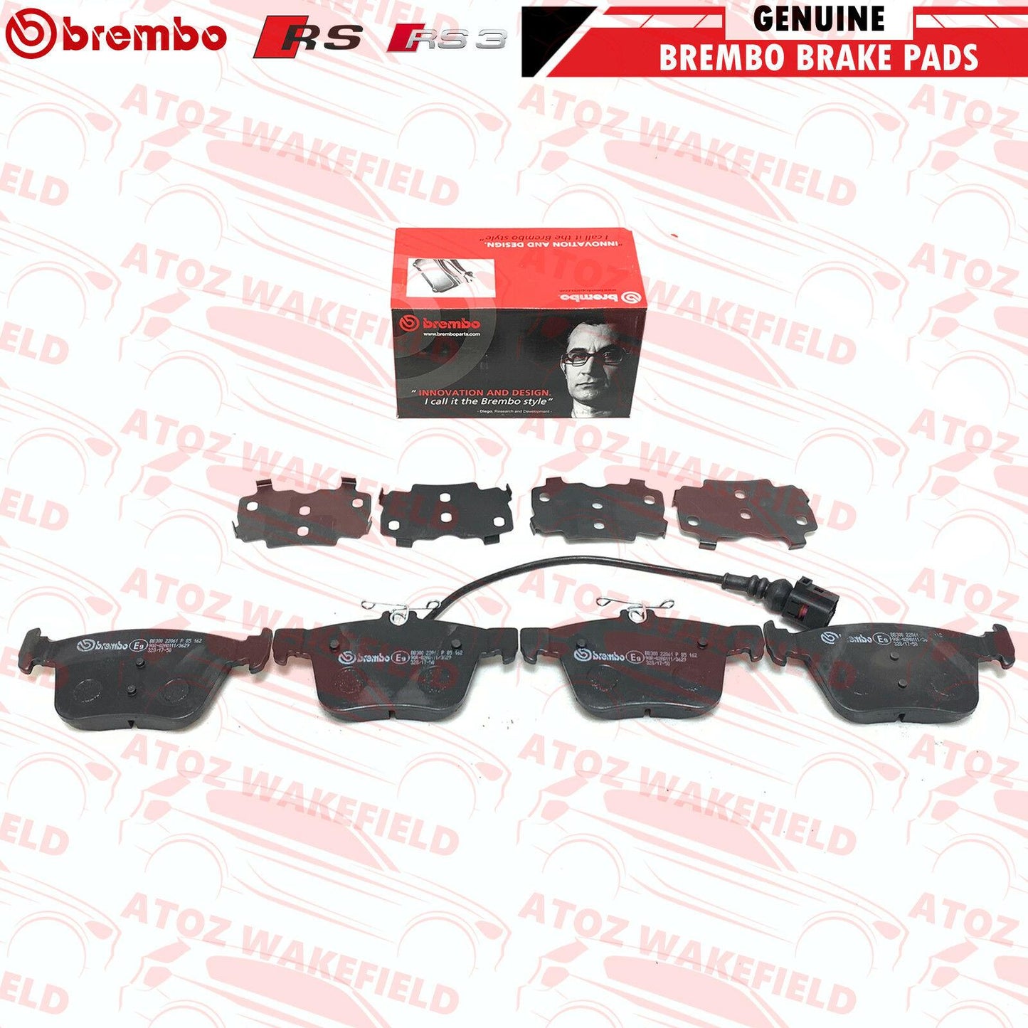 FOR AUDI RS3 8V 15- FRONT REAR GENUINE BREMBO OEM BRAKE PADS SET SENSORS FR RR