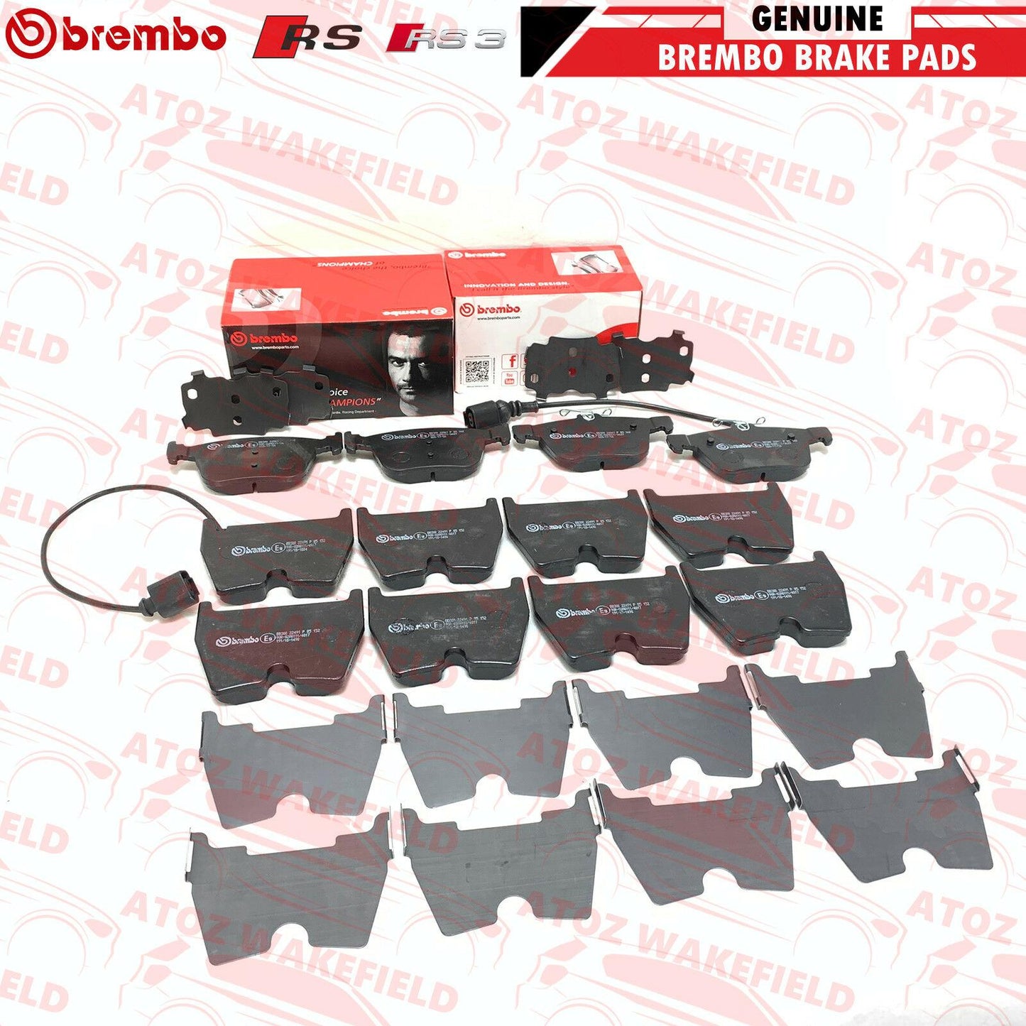 FOR AUDI RS3 8V 15- FRONT REAR GENUINE BREMBO OEM BRAKE PADS SET SENSORS FR RR
