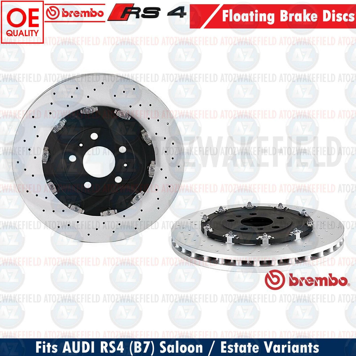 FOR AUDI RS4 B7 BREMBO FRONT GENUINE 2 PIECE FLOATING BRAKE DISCS PADS 365mm