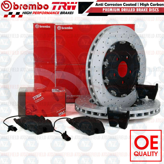 FOR AUDI RS4 B7 FRONT BREMBO BRAKE DISCS SET & TRW BRAKE PADS SENSORS 365mm OEM
