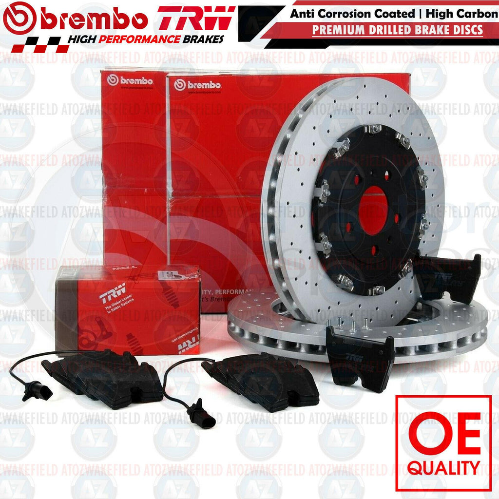 FOR AUDI RS4 B7 FRONT BREMBO BRAKE DISCS SET & TRW BRAKE PADS SENSORS 365mm OEM
