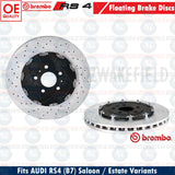 FOR AUDI RS4 B7 FRONT BREMBO BRAKE DISCS SET & TRW BRAKE PADS SENSORS 365mm OEM