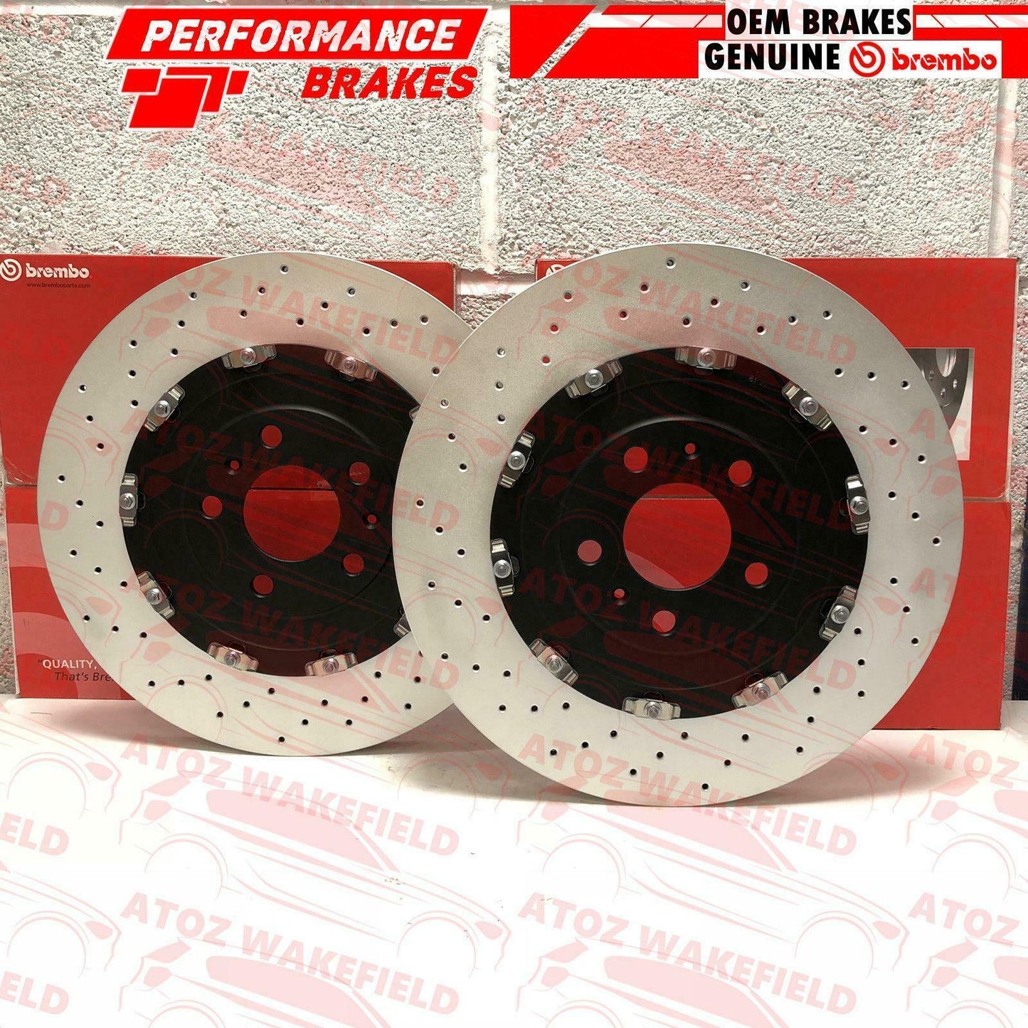 FOR AUDI RS4 QUATTRO B7 2005-2009 FRONT GENUINE BREMBO BRAKE DISCS SET 365mm OEM