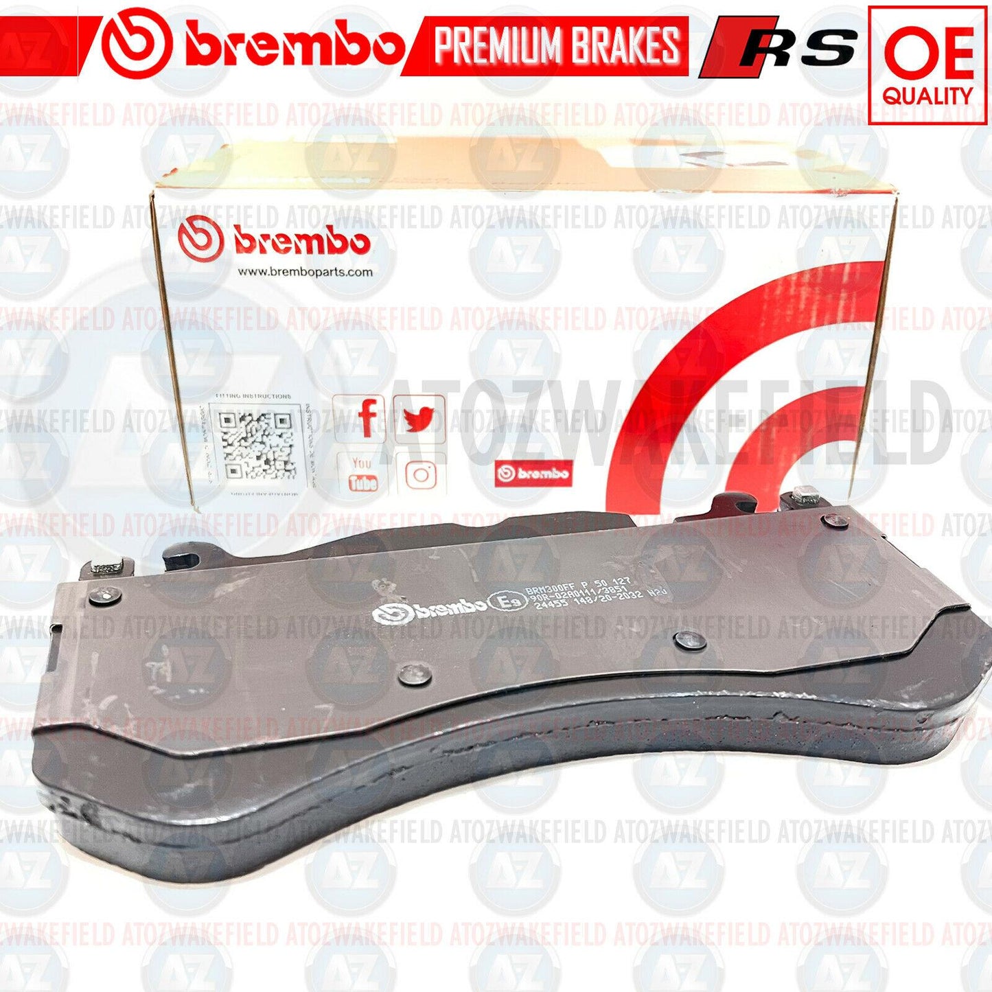FOR AUDI RS6 RS7 FRONT GENUINE OEM BREMBO BRAKE PADS SET & WEAR SENSOR WIRE