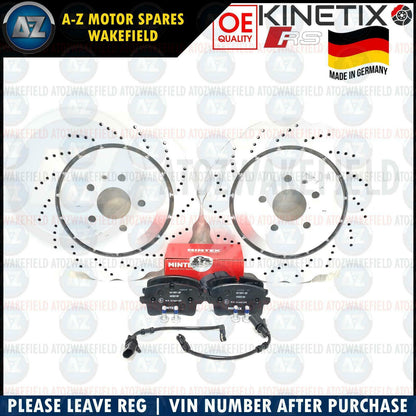 FOR AUDI RS7 REAR DRILLED PERFORMANCE BRAKE DISCS MINTEX PADS SENSOR 356mm