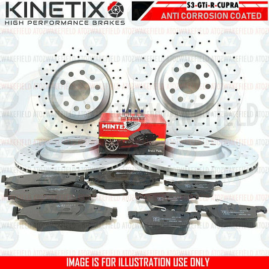 FOR AUDI S1 VW POLO 2.0 R WRC 1.8 GTi FRONT REAR DRILLED BRAKE DISCS MINTEX PADS