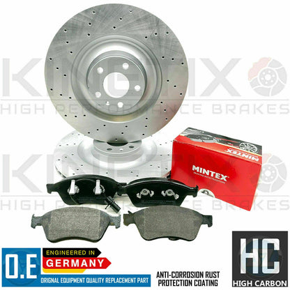 FOR AUDI S6 C6 V10 5.2 FRONT PERFORMANCE DRILLED BRAKE DISCS MINTEX PADS 385mm