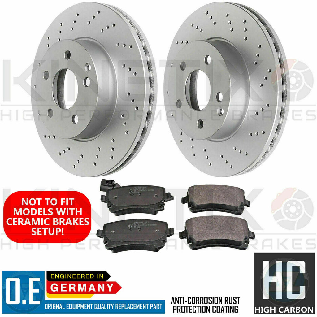 FOR AUDI S6 C6 KINETIX REAR CROSS DRILLED BRAKE DISCS PD PADS SENSOR 330mm