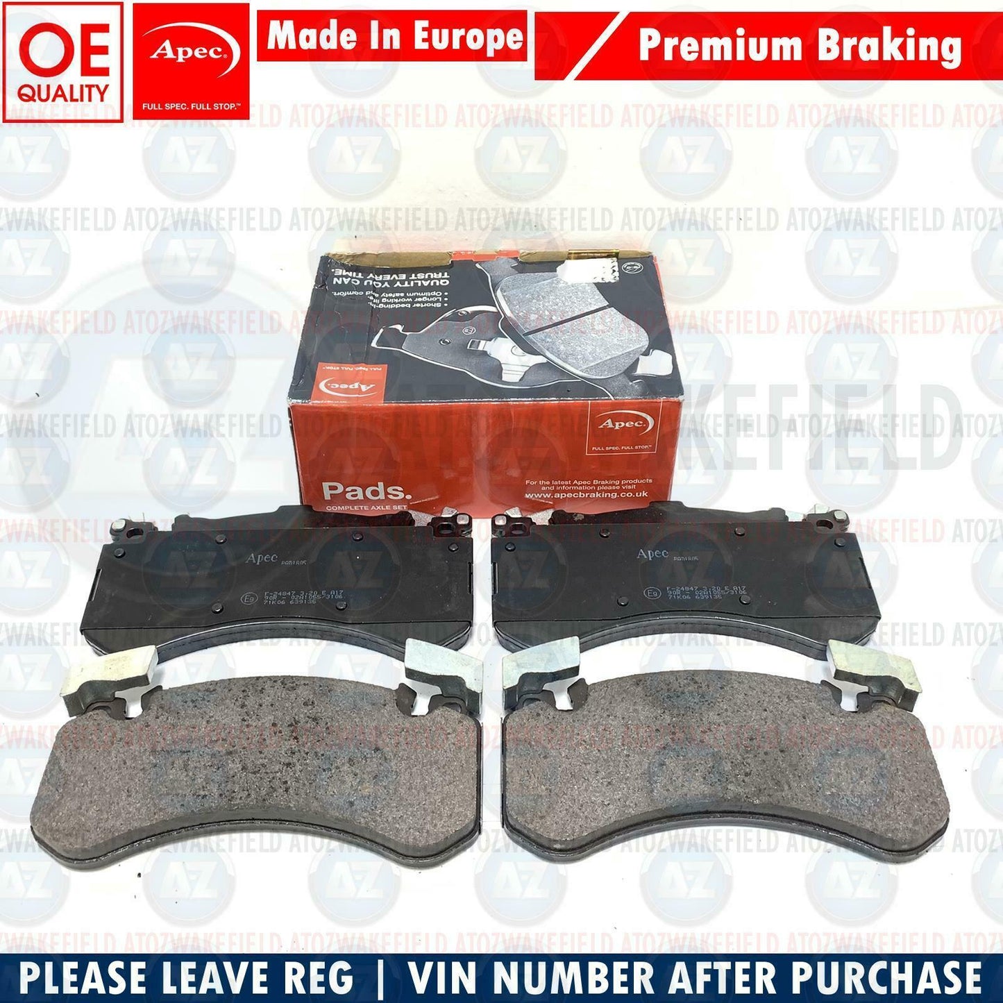 FOR AUDI S6 S7 S8 FRONT PREMIUM QUALITY APEC BRAKE PADS SENSORS (BREMBO) 400mm