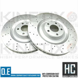 FOR AUDI S6 S8 FSi 5.2 FRONT DRILLED KINETIX PERFORMANCE BRAKE DISCS PAIR 385mm