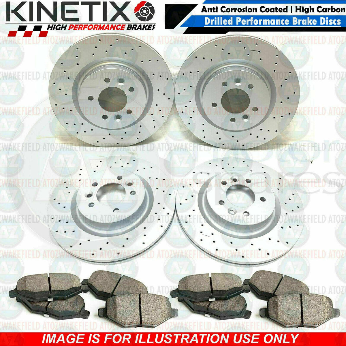 FOR AUDI S6 C6 V10 5.2 FRONT REAR CROSS DRILLED BRAKE DISCS PADS SENSOR