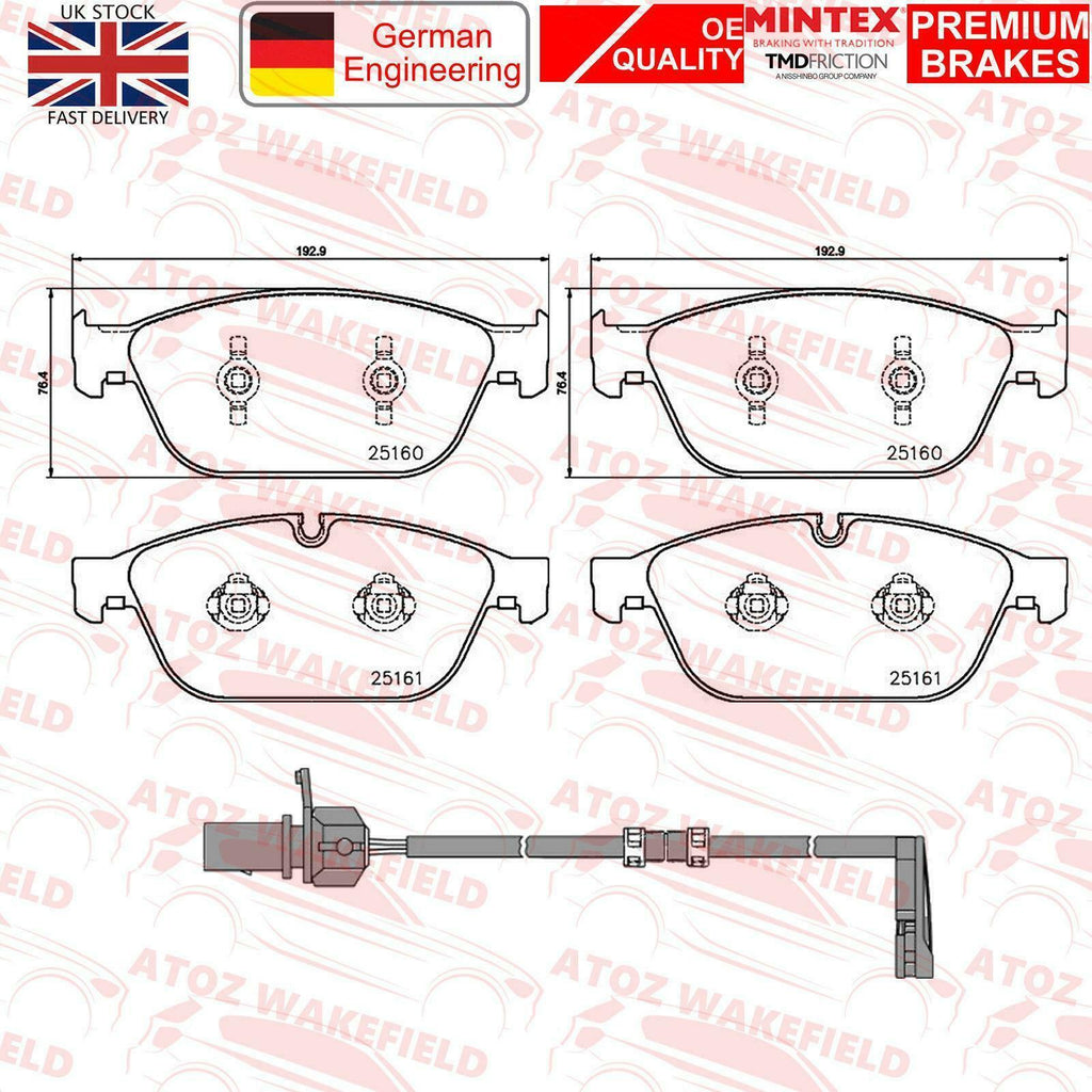 FOR AUDI SQ5 FRONT PREMIUM MINTEX BRAKE PADS SET WIRE SENSOR TEVES