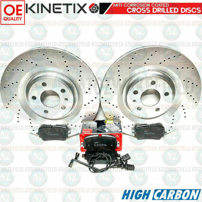 FOR AUDI Q7 3.0 TDI REAR DRILLED BRAKE DISCS APEC PADS WEAR WIRE SENSORS 350mm