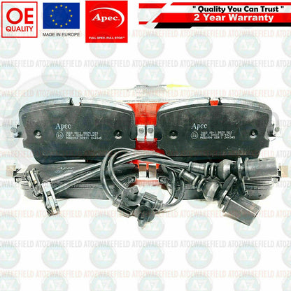 FOR AUDI Q7 3.0 TDI REAR DRILLED BRAKE DISCS APEC PADS WEAR WIRE SENSORS 350mm