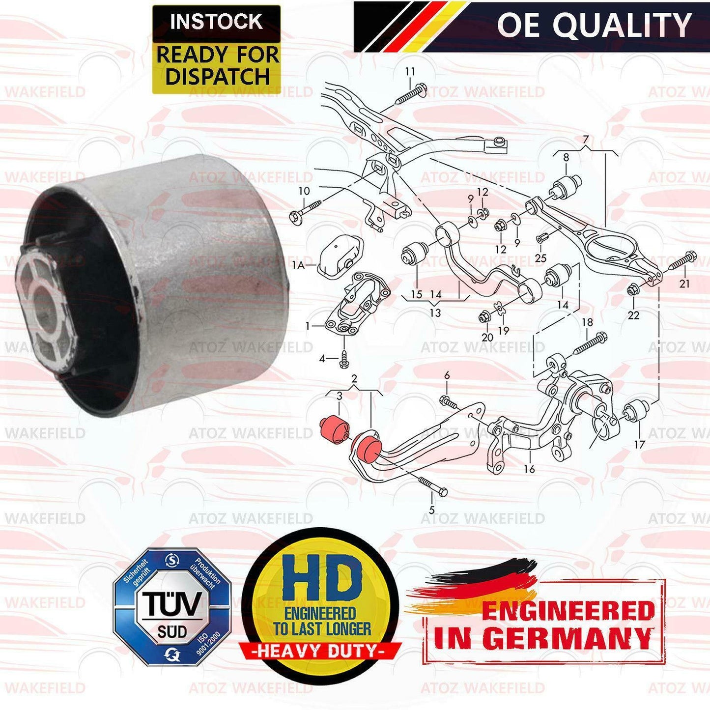 FOR AUDI VW SEAT SKODA REAR AXLE TRAILING TRACK SUSPENSION ARM FRONT OUTER BUSH