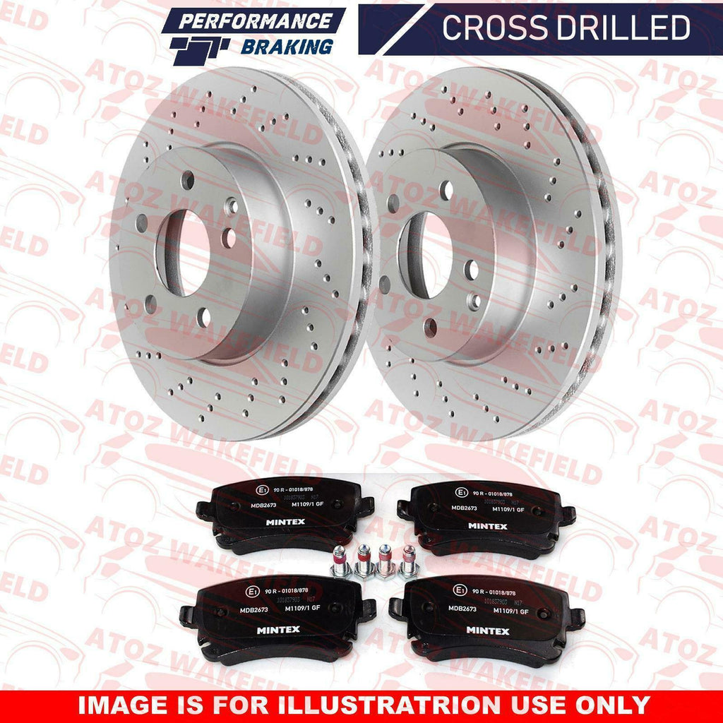 FOR BENTLEY CONTINENTAL REAR CROSS DRILLED BRAKE DISCS MINTEX PADS 355mm