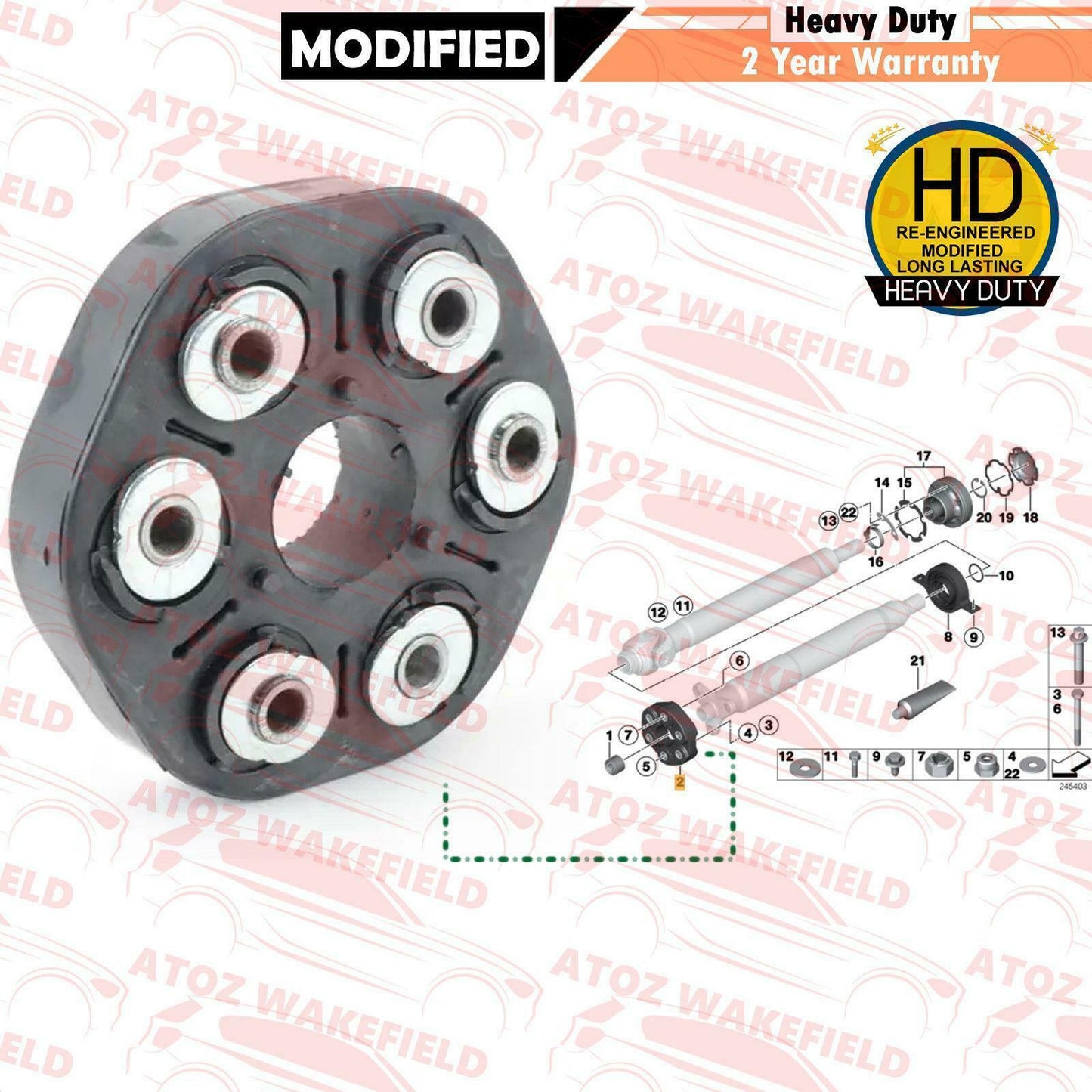 FOR BMW 1 3 5 6 7 SERIES X3 FRONT PROPSHAFT MOUNTING COUPLING DOUGHNUT