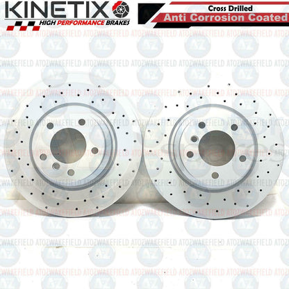 FOR BMW 325d M SPORT E90 E91 E92 E93 FRONT CROSS DRILLED BRAKE DISCS PAIR 330mm
