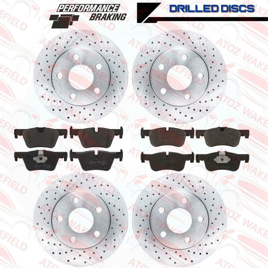 FOR BMW 116d 118d M SPORT FRONT REAR DRILLED BRAKE DISCS PADS WIRE SENSORS