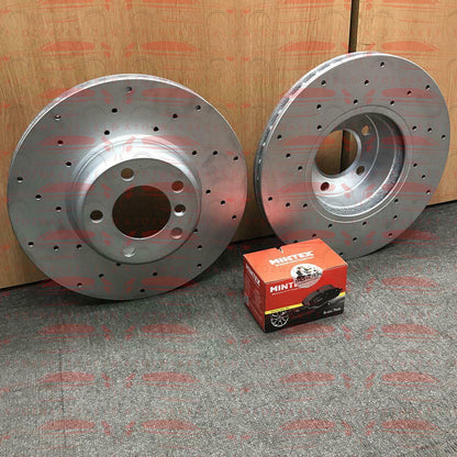 FOR BMW 135i E82 E88 M SPORT FRONT DRILLED PERFORMANCE BRAKE DISCS MINTEX PADS