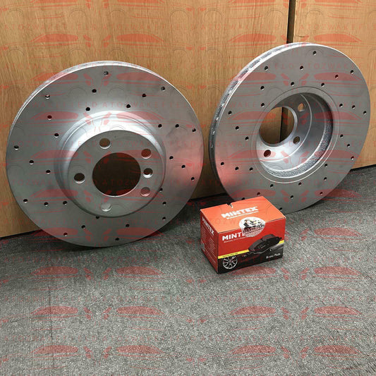 FOR BMW 135i E82 E88 M SPORT FRONT DRILLED PERFORMANCE BRAKE DISCS MINTEX PADS